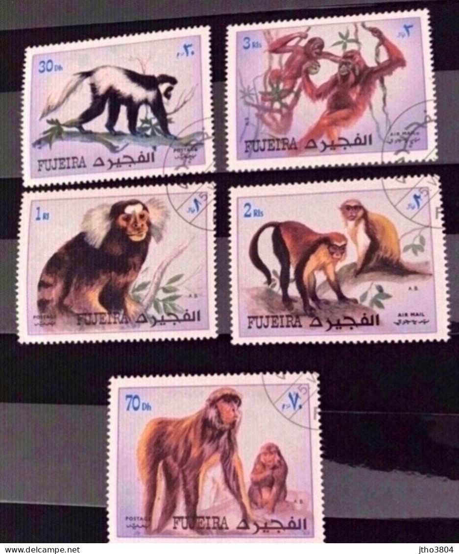 FUJEIRA 5 V Oblitérés MI 1532 A 1536A Singe Monkey Monos Mammifère Mammal Mamífero Saügetier - Scimmie