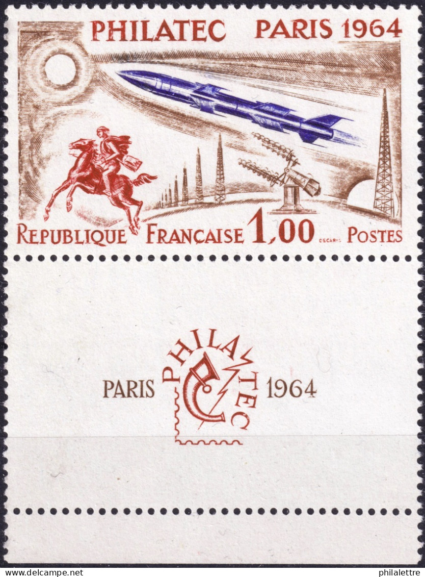 FRANCE - 1964 - 1fr PHILATEC PARIS En Paire Avec La Vignette - Yv.1422 TB Neuf** (c.30€) - Neufs