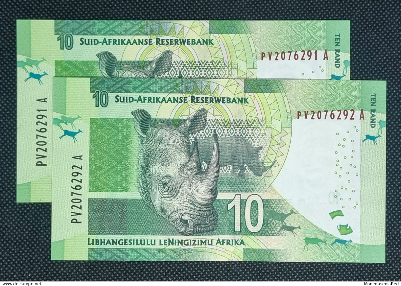 SUDAFRICA 10 RAND PAREJA CORRELATIVA 2015 MANDELA SC/UNC. P-138b - Suráfrica