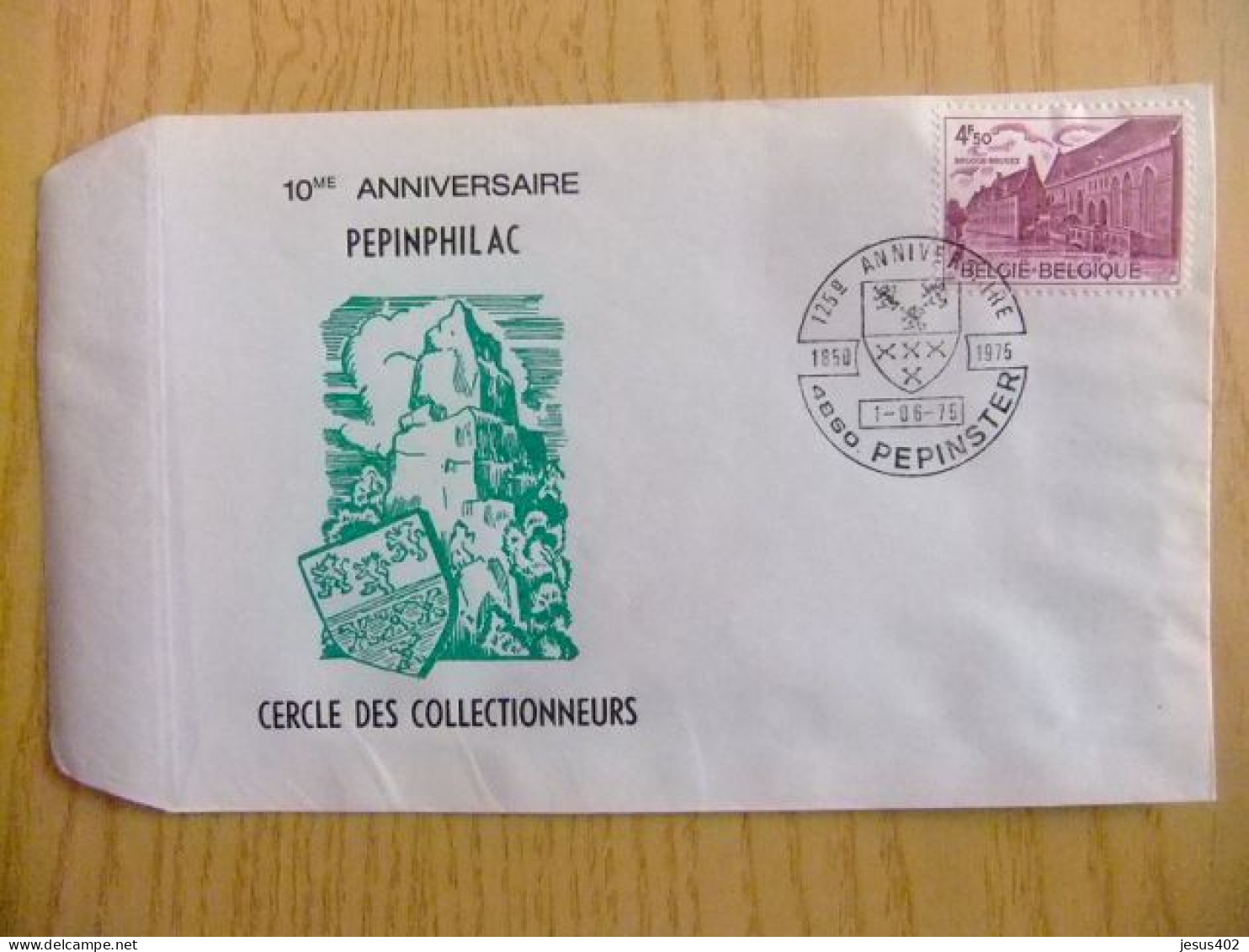 S4 BELGICA BELGIQUE FDC 1975 / 10 ANNIVERSAIRE PEPINPHILAC / CERCLE DES COLLECTIONNEURS / COB 1769 - Expositions Philatéliques