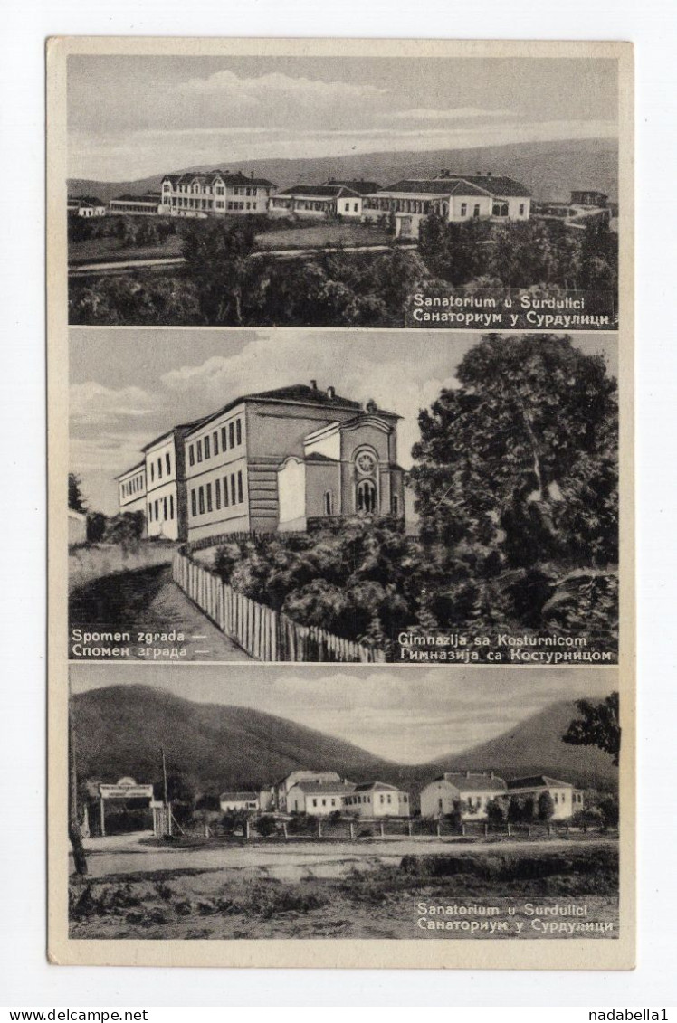 1930? YUGOSLAVIA,SERBIA,SURDULICA SANATORIUM,GYMNAZIUM,MULTI VIEW POSTCARD,USED - Yugoslavia