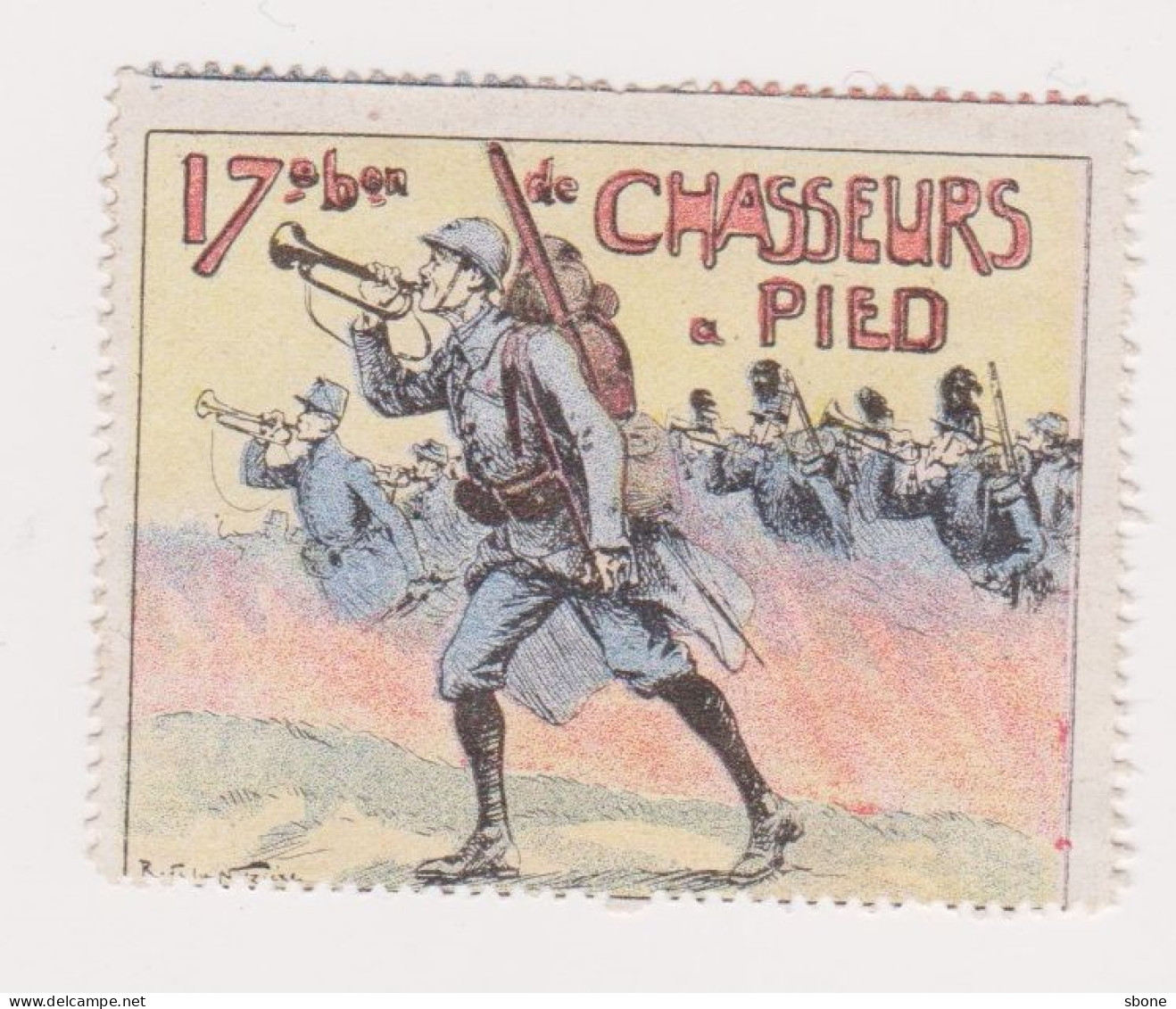 Vignette Militaire Delandre - 17ème Bataillon De Chasseurs à Pied - Military Heritage