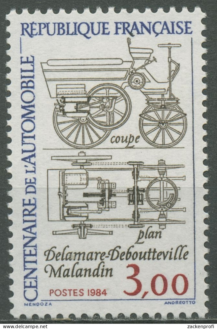 Frankreich 1984 Automobilbau Erstes Automobil 2468 Postfrisch - Unused Stamps