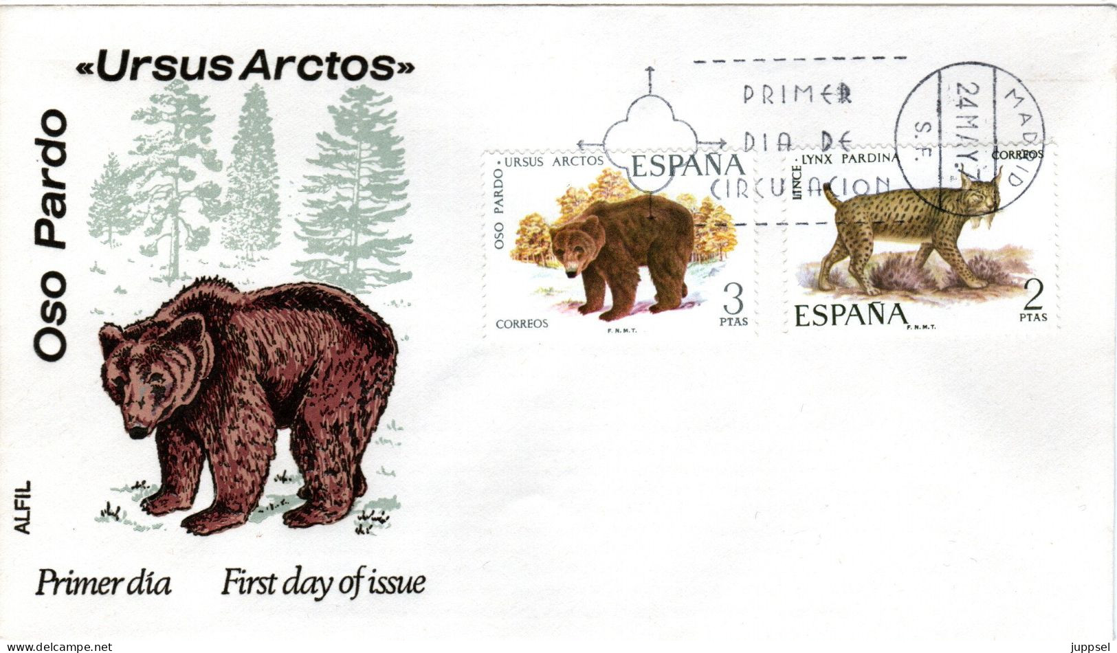 SPAIN  FDC, Brown Bear, Lynx     /    ESPAGNE  Lettre De Première Jour, L`ours Bruin, Lynx - Orsi