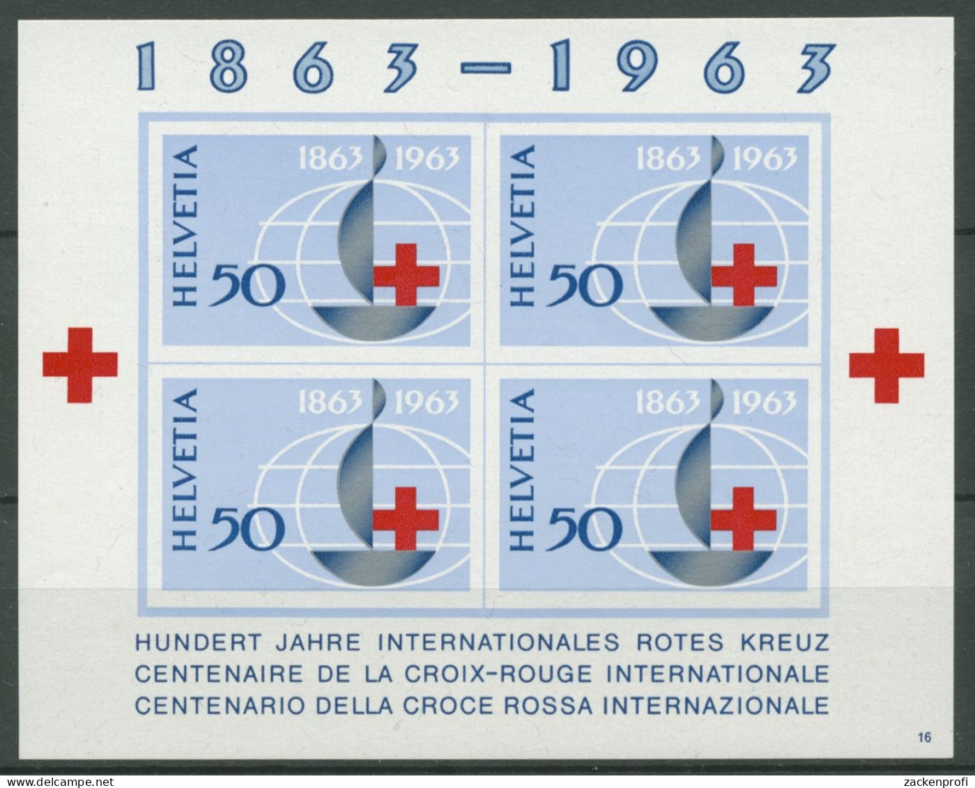 Schweiz 1963 100 Jahre Internationales Rotes Kreuz Block 19 Postfrisch (C28211) - Blocks & Sheetlets & Panes