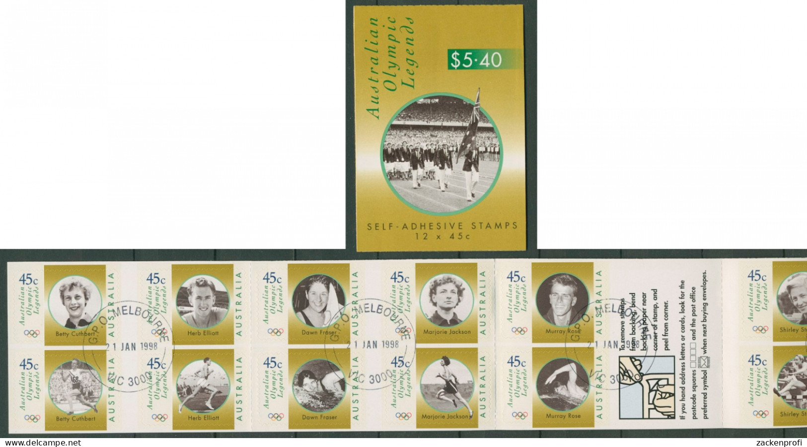Australien 1998 Austr. Legends Olympiasieger MH 117 Gestempelt (C29554) - Postzegelboekjes