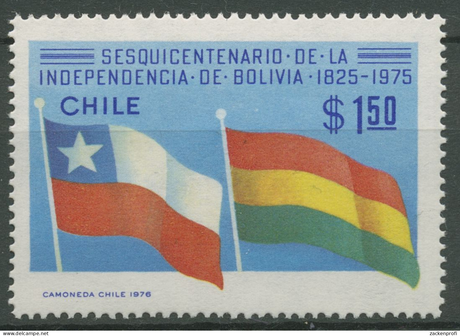 Chile 1976 Bolivianische Unabhängigkeit Flaggen 855 Postfrisch - Chile