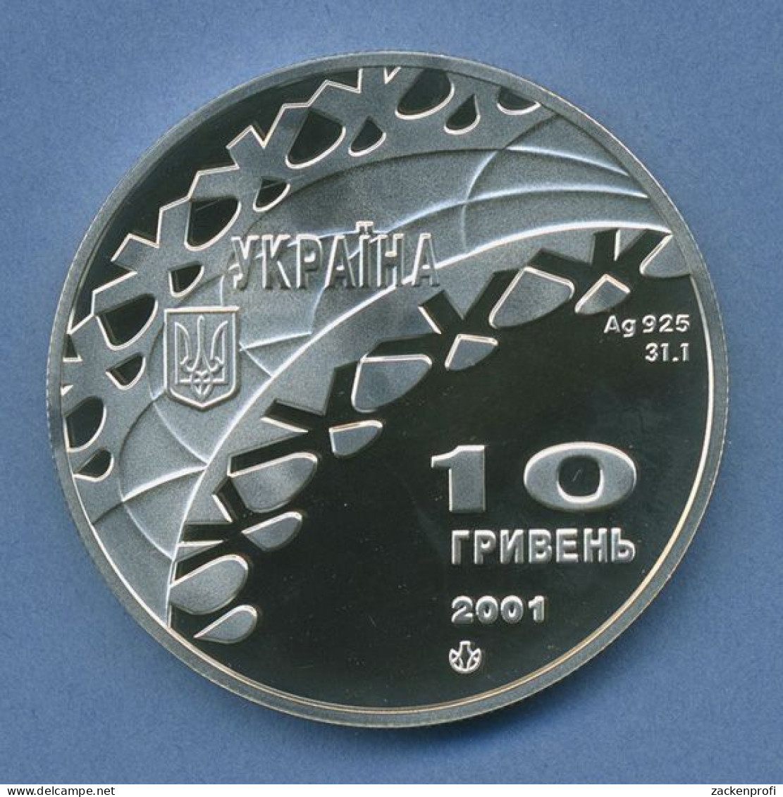 Ukraine 10 Hryven 2001, Silber, Salt Lake City Eishockey KM 165 PP (m4235) - Oekraïne