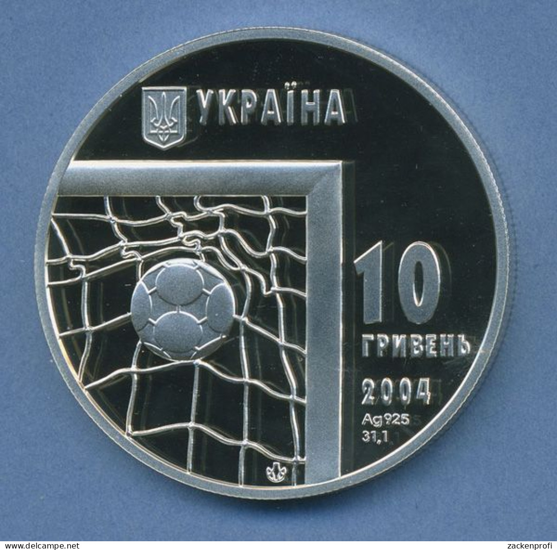 Ukraine 10 Hryven 2004, Silber, Fußball-WM '06 Deutschland KM 207 PP (m4237) - Ukraine