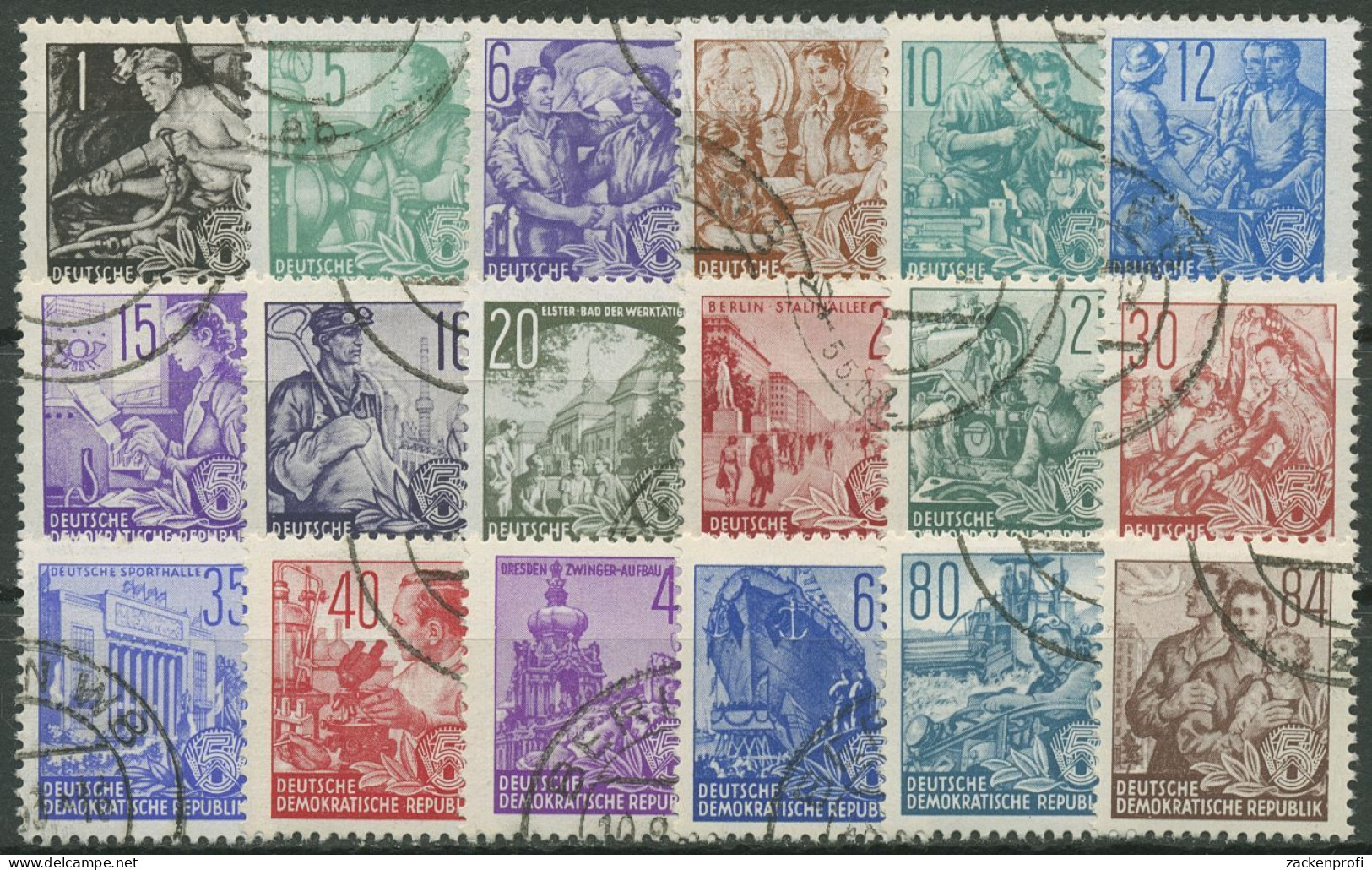 DDR 1953 Fünfjahrplan (I) 362/79 Original Mit Massenentwertung - Used Stamps