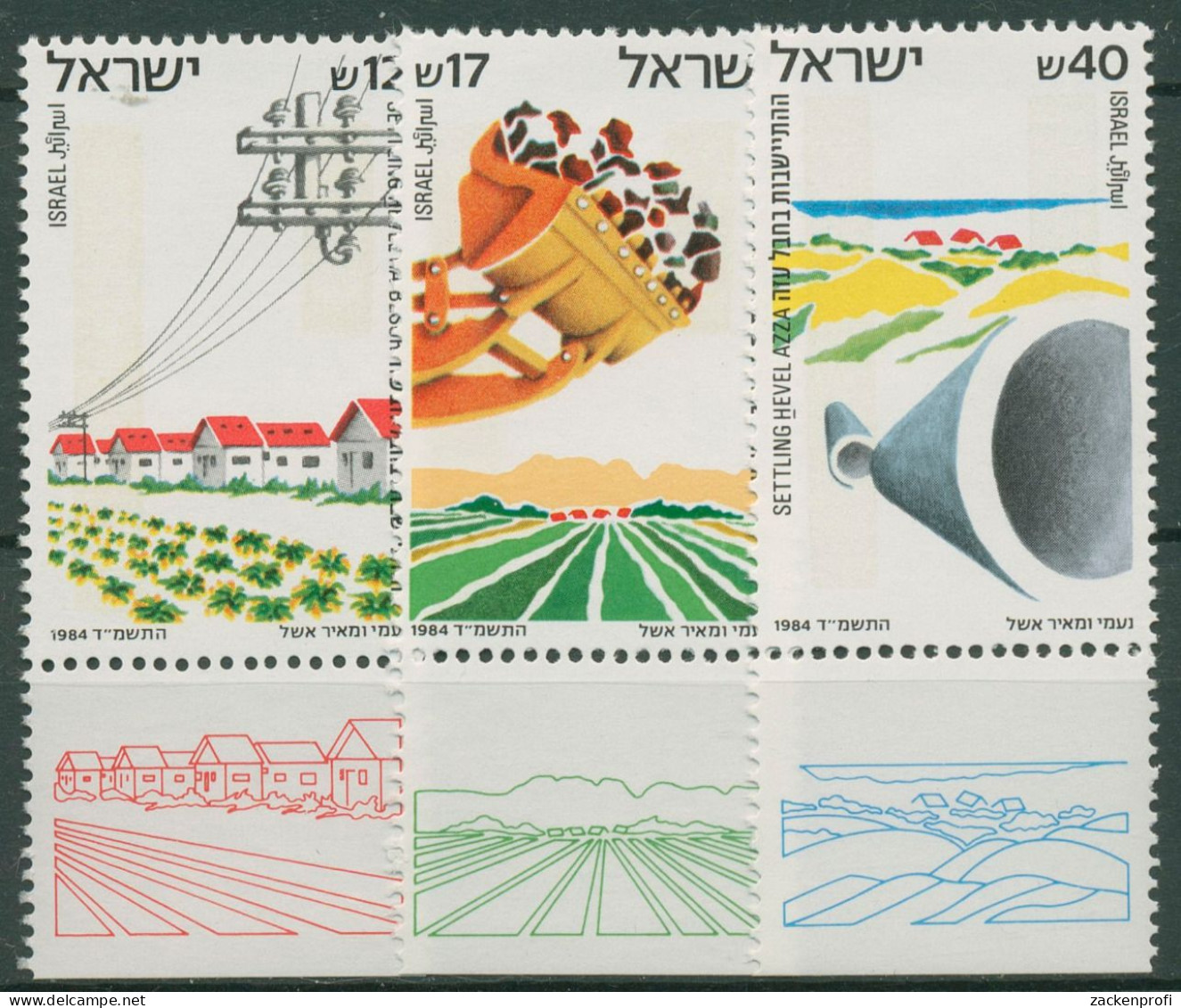 Israel 1984 Siedlungsbau 955/57 Mit Tab Postfrisch - Nuevos (con Tab)