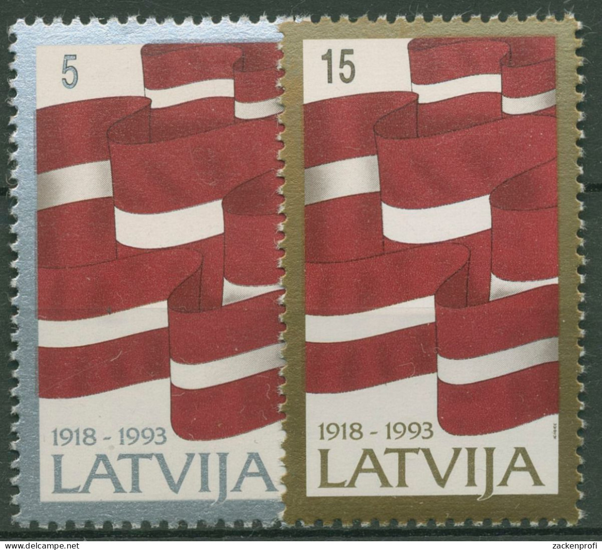 Lettland 1993 75 Jahre Lettland Flaggen 361/62 Postfrisch - Letonia