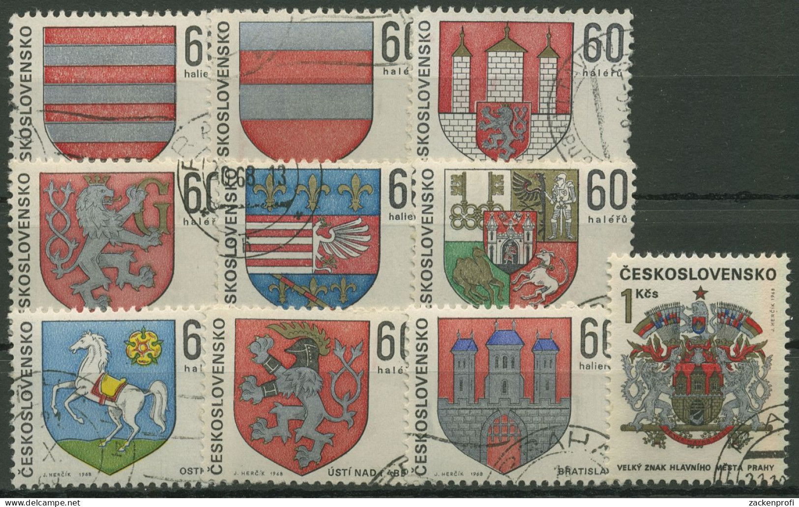 Tschechoslowakei 1968 Stadtwappen 1819/28 Gestempelt - Oblitérés