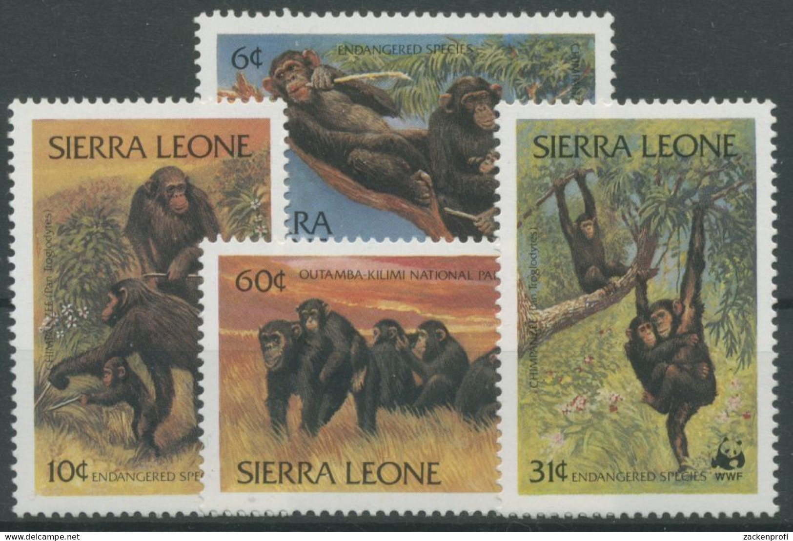 Sierra Leone 1983 WWF Naturschutz Schimpanse Affe 713/16 Postfrisch - Sierra Leone (1961-...)