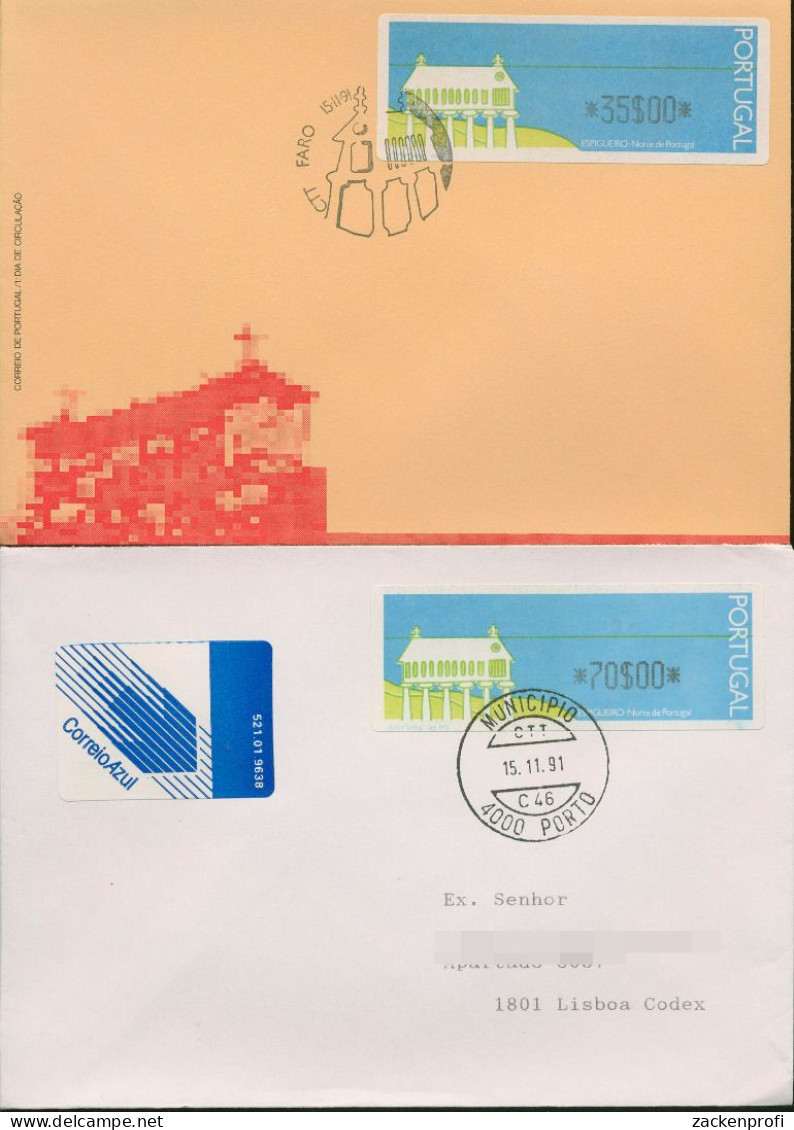 Portugal ATM 1991 Kornspeicher Satz 2 Werte Ersttagsbrief, ATM 3 S1 FDC (X80370) - Automatenmarken [ATM]