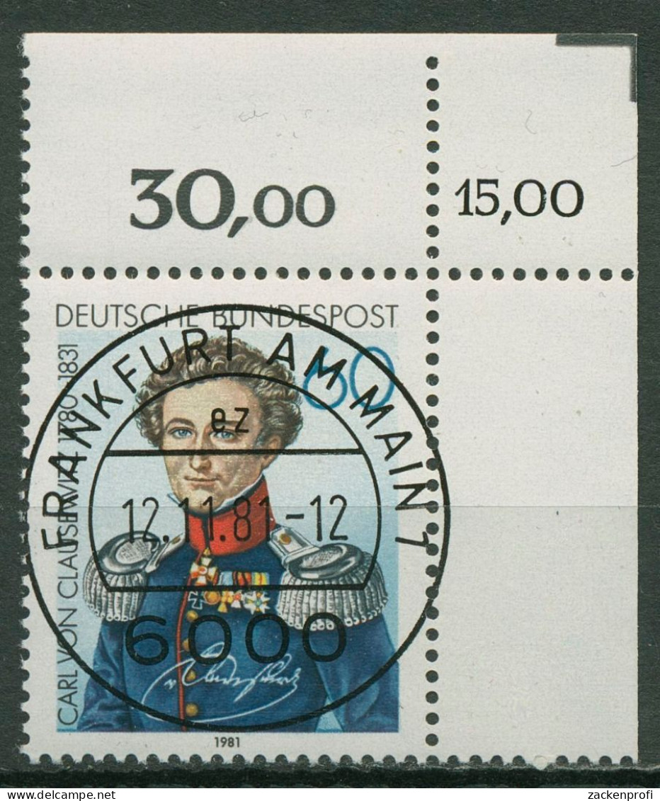 Bund 1981 150. Todestag Von Carl Von Clausewitz 1115 KBWZ Gestempelt - Gebraucht