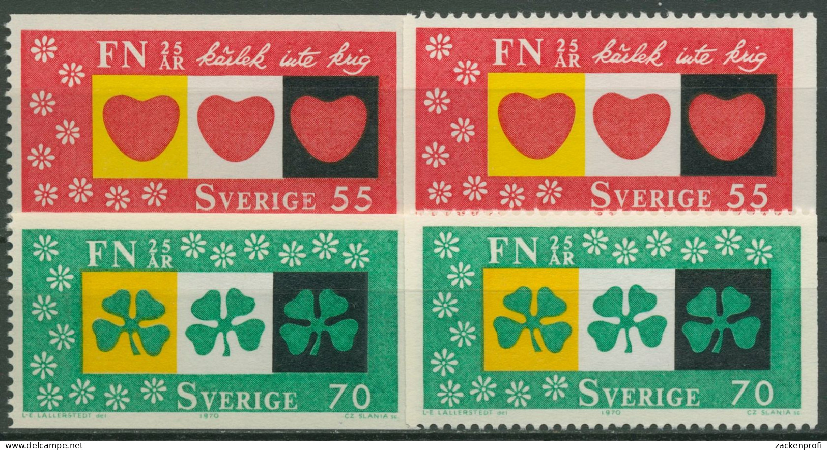 Schweden 1970 UNO Herzen Kleeblätter 690/91 Postfrisch - Nuovi