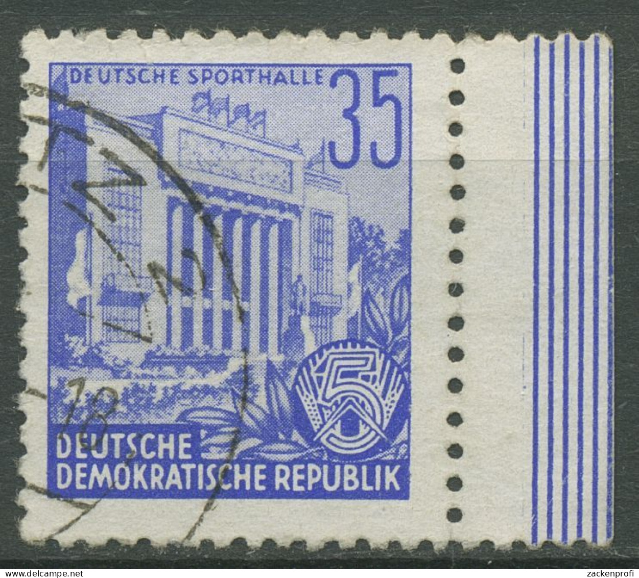 DDR 1953 Fünfjahrplan (I) 374 X II, Rand Rechts, Gestempelt - Usati