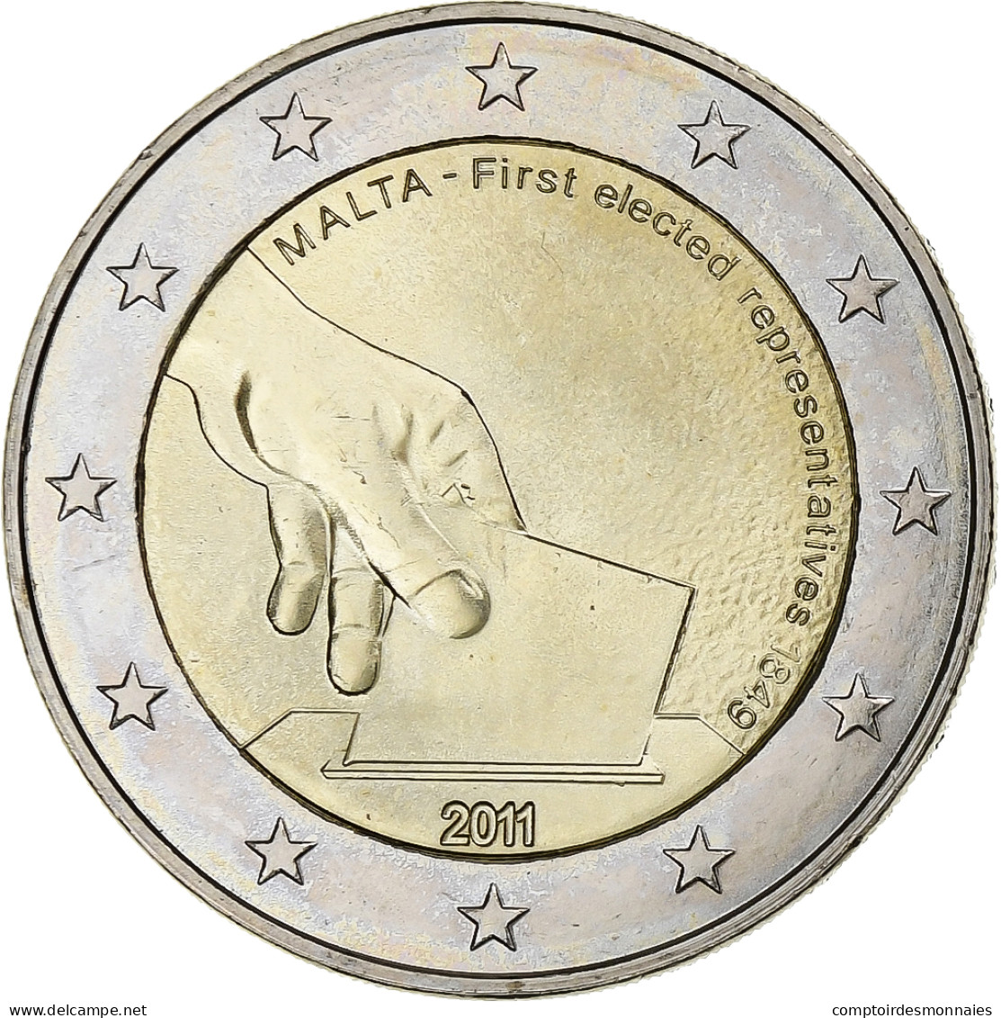 Malte, 2 Euro, 2011, Paris, SPL, Bimétallique, KM:132 - Malte