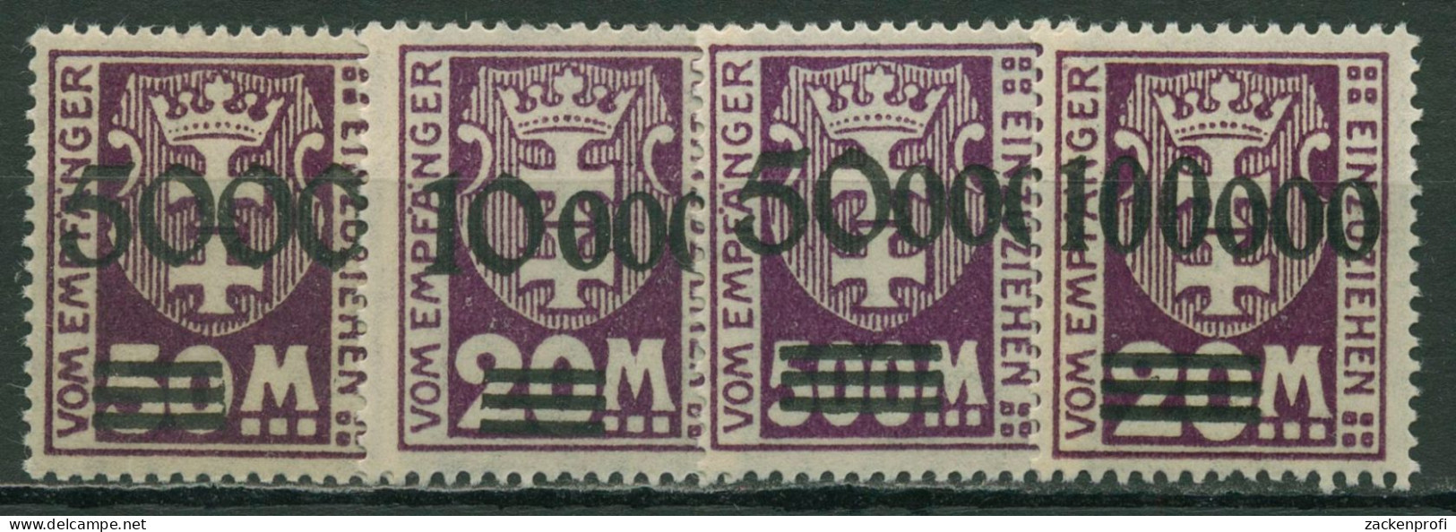 Danzig Portomarken 1923 Kleines Wappen Mit Aufdruck P 26/29 II Postfrisch - Postage Due