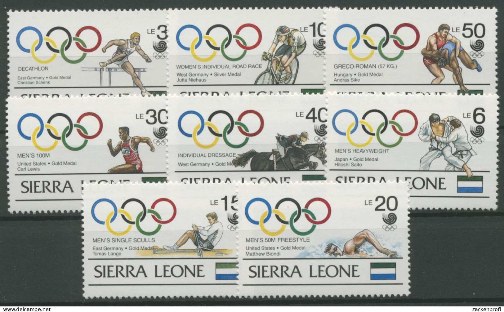 Sierra Leone 1989 Medaillengewinner Olympische Spiele Seoul 1164/71 Postfrisch - Sierra Leone (1961-...)