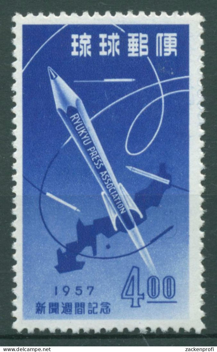 Ryukyu-Inseln 1957 Pressewoche Blaeistift Als Rakete 55 Postfrisch - Riukiu-eilanden