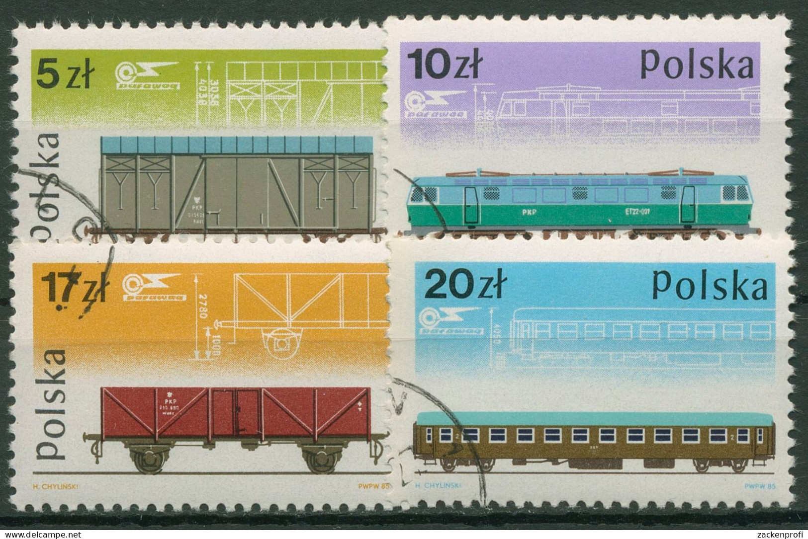 Polen 1985 Waggonfabrik PAFAWAG Lokomotiven 2993/96 Gestempelt - Gebraucht