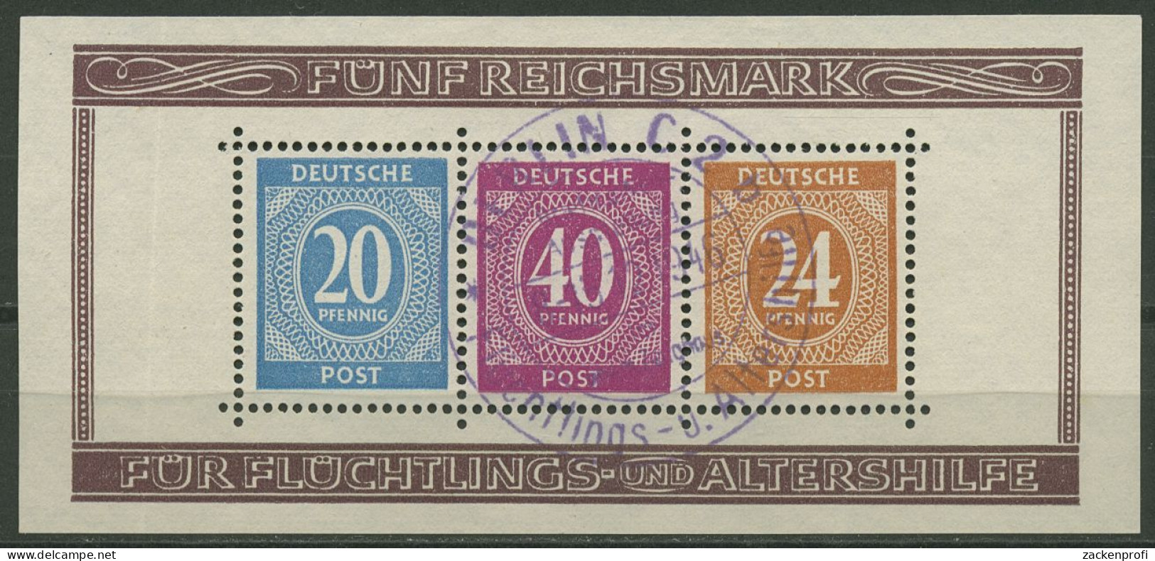 All. Besetzung 1946 Ausstellung BERLIN Block 12 A SST Gestempelt, Rand Geknickt - Gebraucht