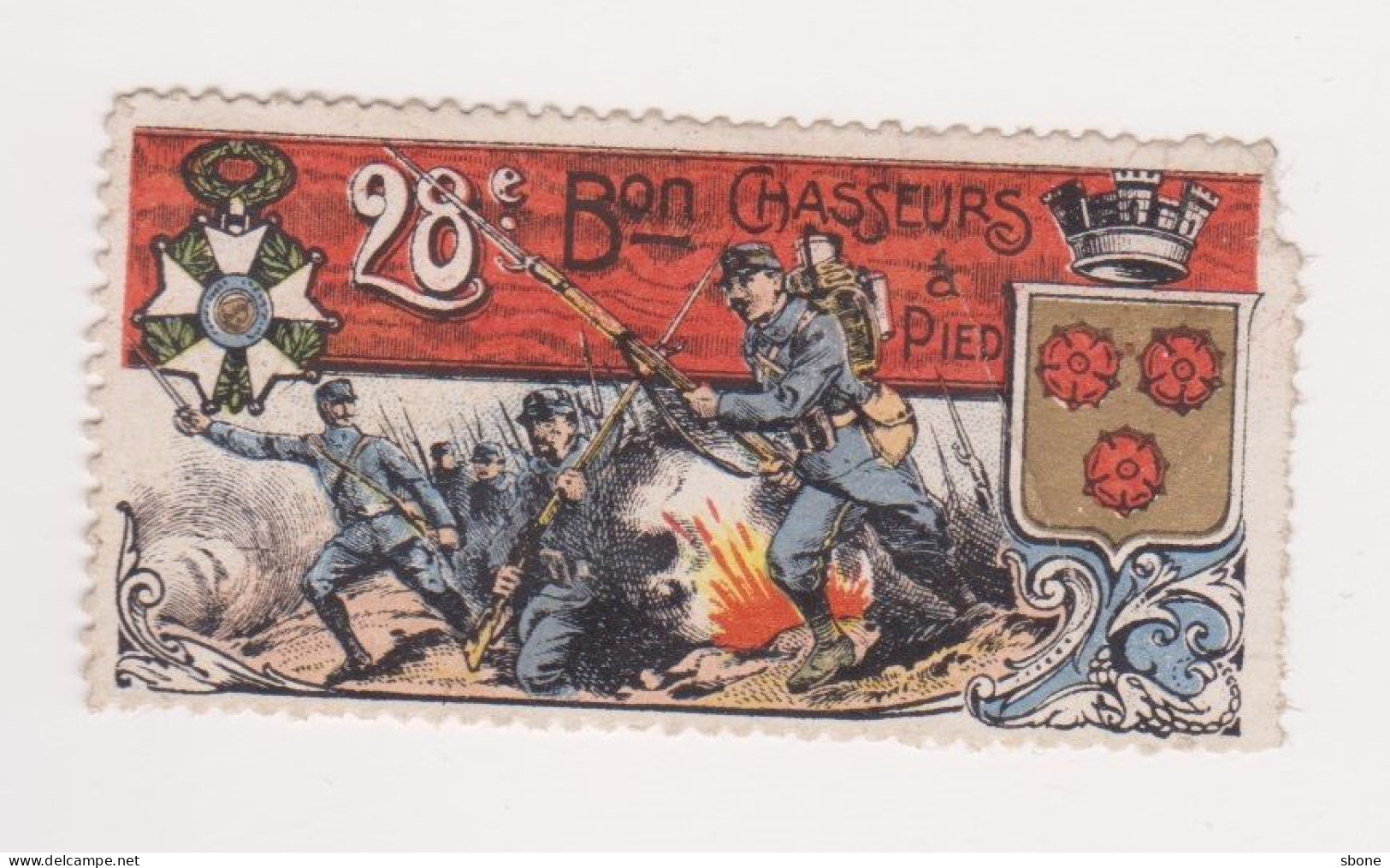 Vignette Militaire Delandre - 28ème Bataillon De Chasseurs à Pied - Etat - Vignettes Militaires