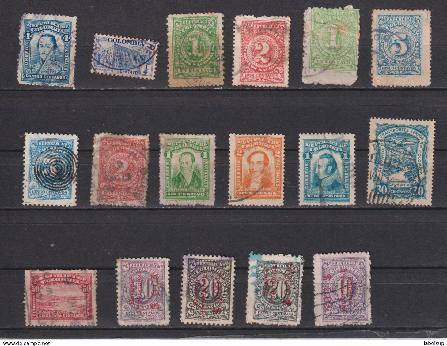 Lot De Vieux Timbres De Colombie Oblitérés - Colombia