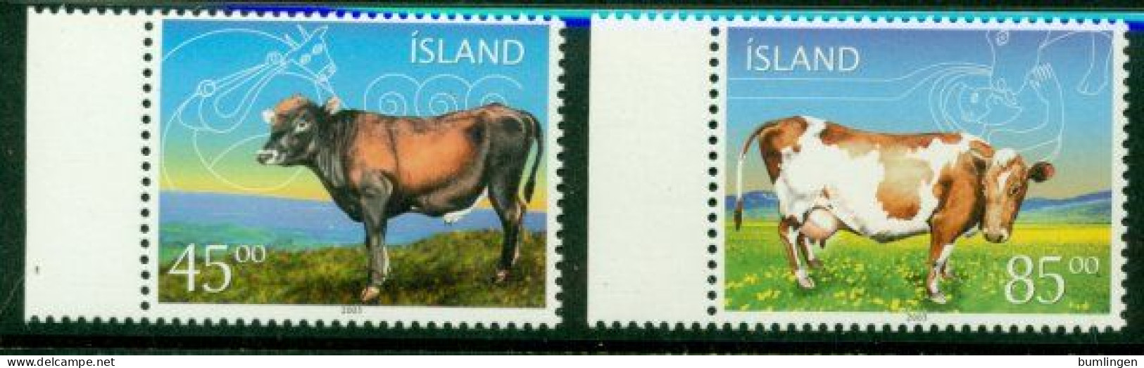 ICELAND 2003 Mi 1030-31** Cows [B627] - Vacas