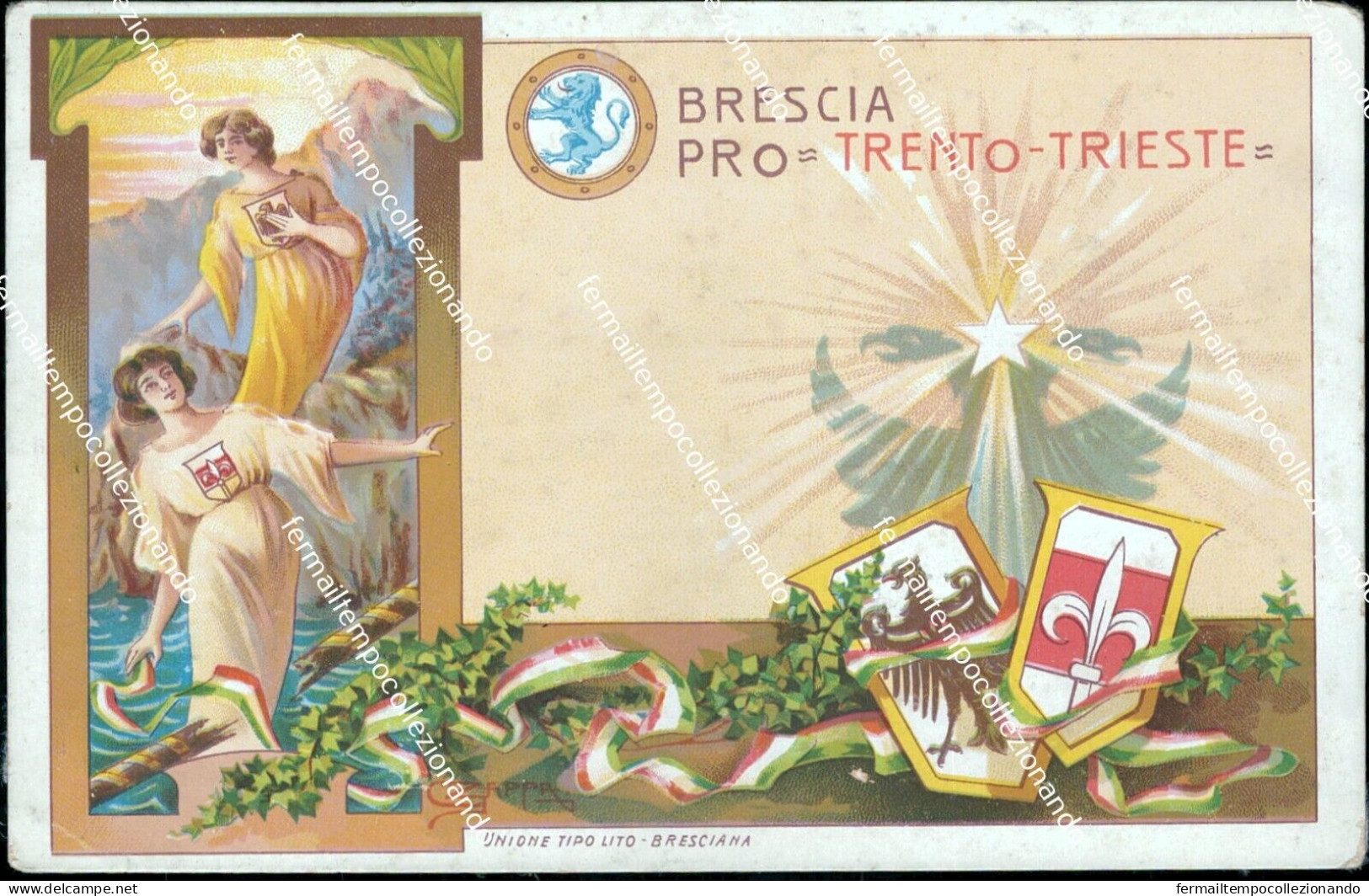 Co121 Cartolina Militare Brescia Pro Trento E Trieste - Andere & Zonder Classificatie