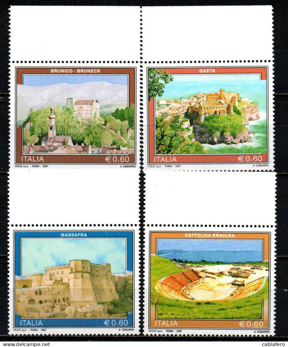 ITALIA - 2007 - IL TURISMO IN ITALIA: BRUNICO, GAETA, MASSAFRA, CATTOLICA ERACLEA - MNH - 2001-10: Mint/hinged