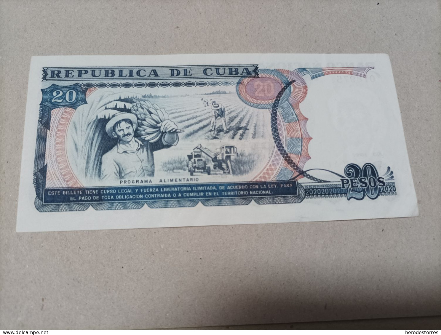 Billete Cuba, 20 Pesos, Año 1991, AUNC - Kuba