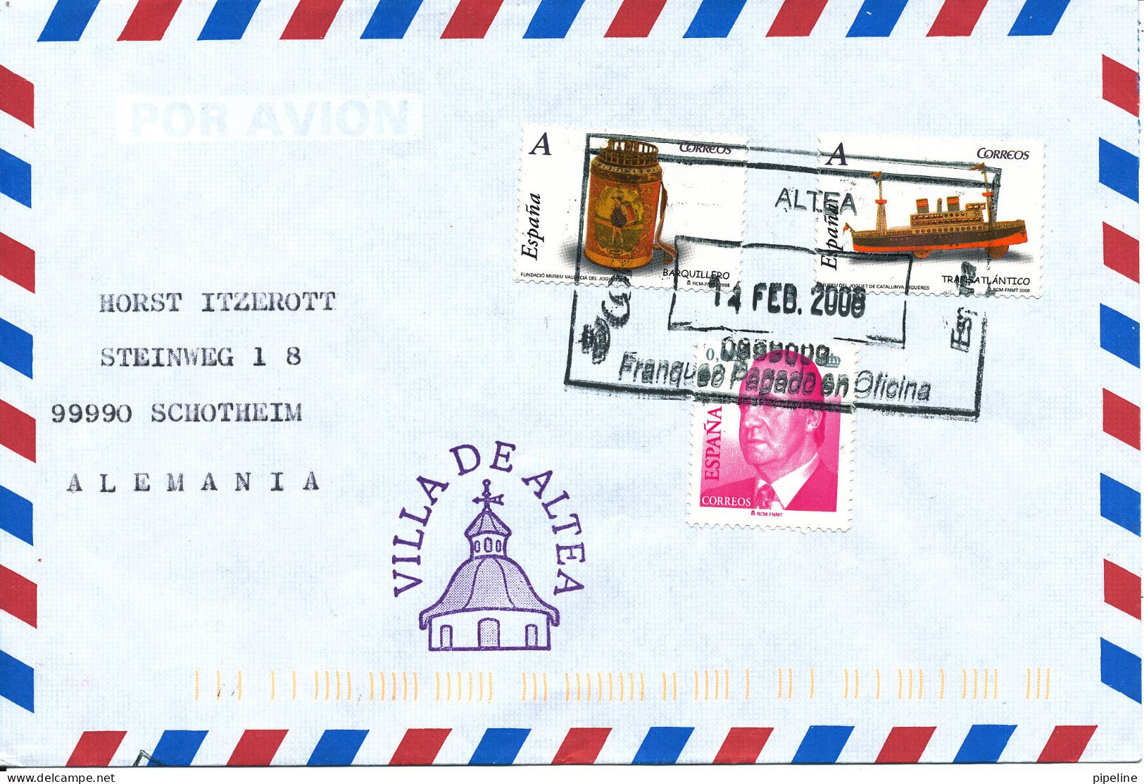 Spain Air Mail Cover Sent To Germany 24-2-2008 Topic Stamps - Lettres & Documents