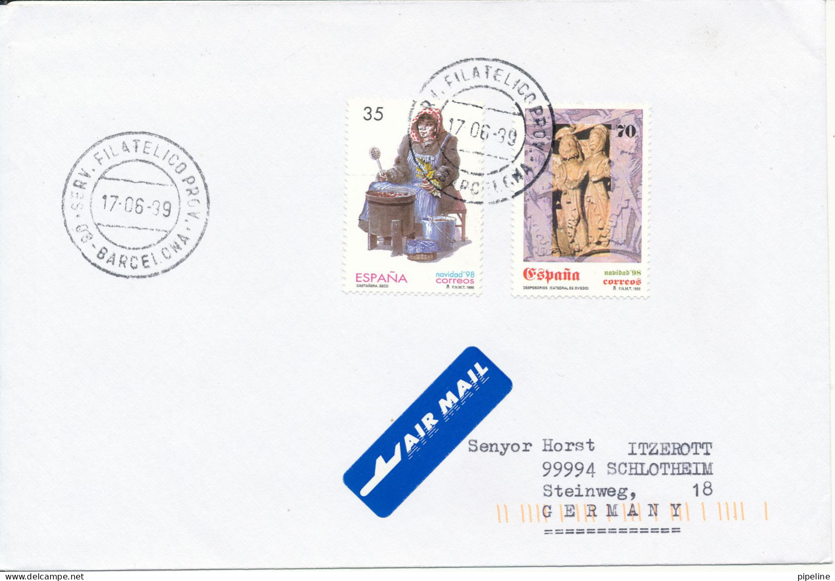 Spain Cover Sent To Germany 17-6-1999 Topic Stamps - Brieven En Documenten