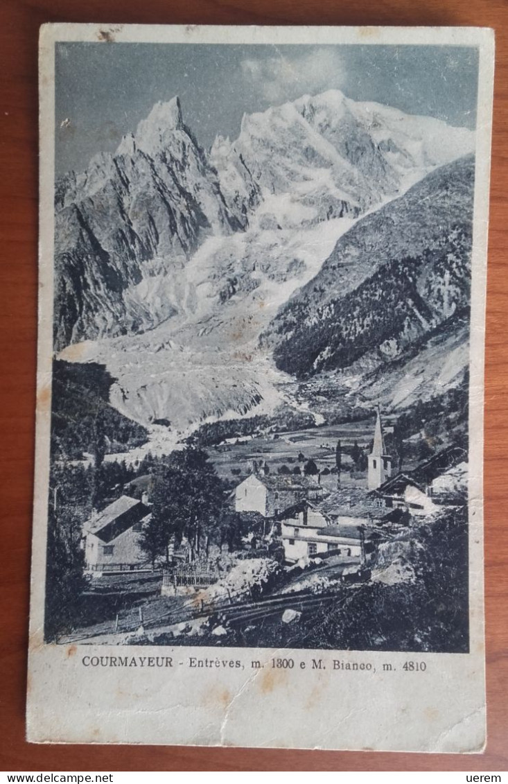 VALLE D'AOSTA AOSTA COURMAYEUR ENTRÈVES E M.BIANCO Formato Piccolo Viaggiata 1936 Tracce D'uso Condizioni Discrete - Aosta