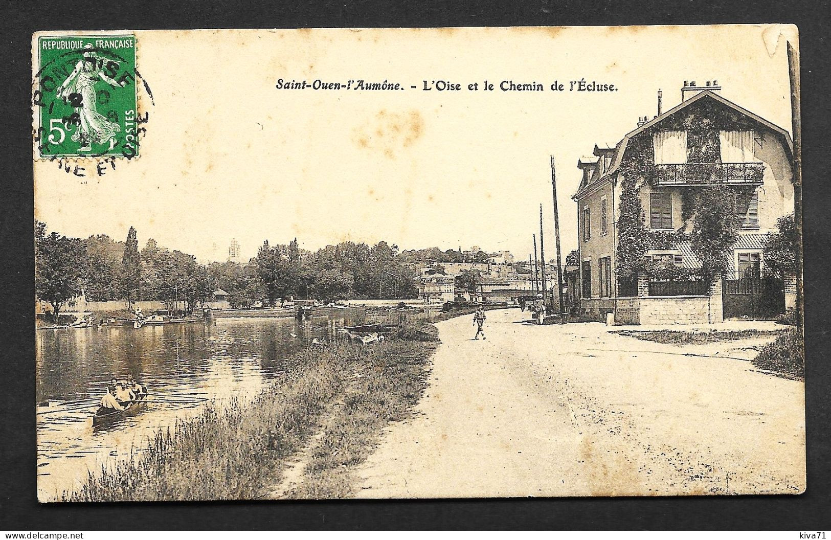 SAINT OUEN L'AUMÔNE   " L'Oise , Chemin De L'Ecluse "           1908       Animée - Saint-Ouen-l'Aumône