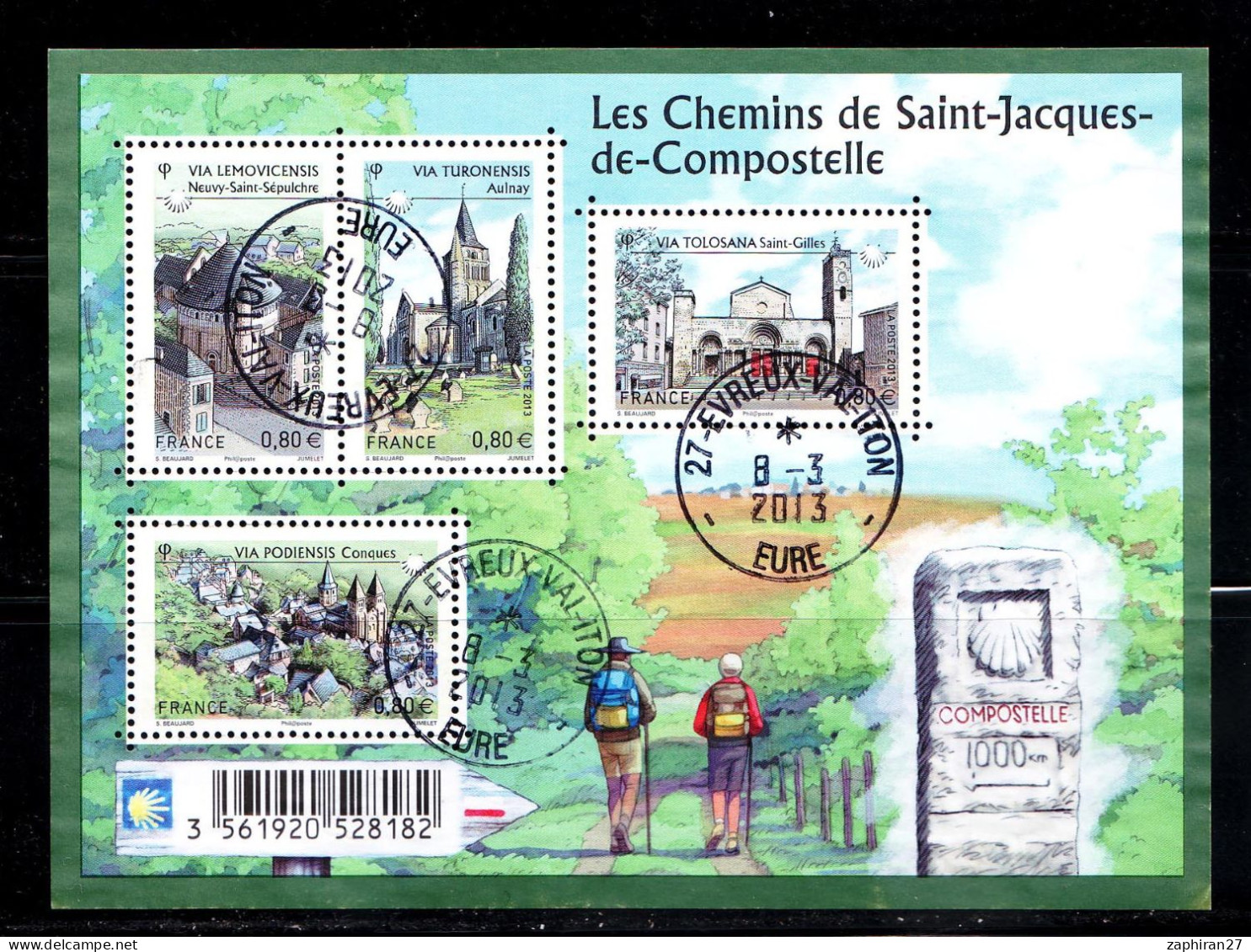 2013 N F4725 CHEMIN ST JACQUES DE COMPOSTELLE OBLITERE CACHET ROND 8-3-2013 #234# - Gebruikt