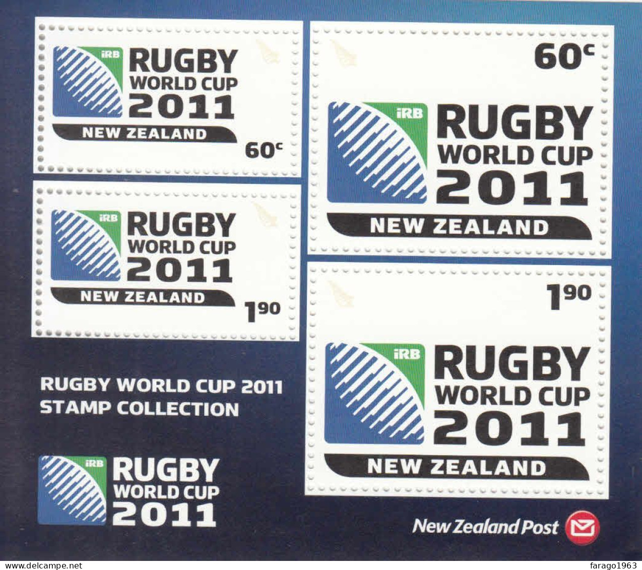 2011 New Zealand Rugby World Cup Miniature Sheet Of 4 MNH @ BELOW FACE VALUE - Neufs