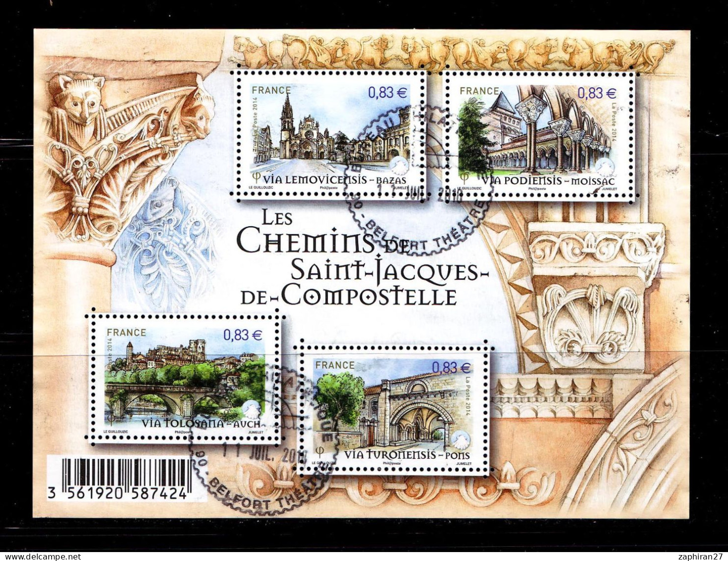 2014 N F4838 CHEMIN ST JACQUES DE COMPOSTELLE OBLITERE CACHET ROND #234# - 2010-.. Matasellados