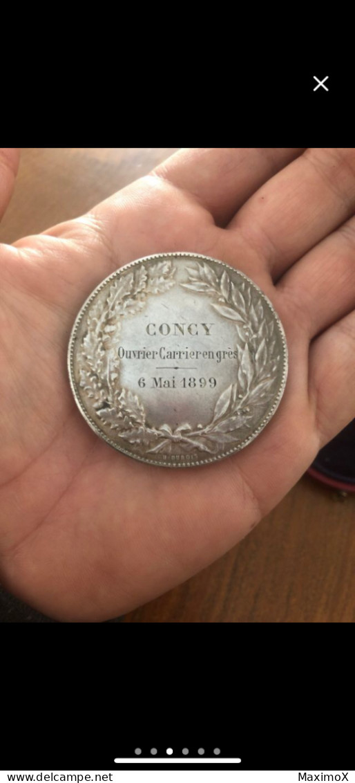 Medalla Francia “CONCY Ouvrier Carrier En Gres” 1899 - Professionali / Di Società