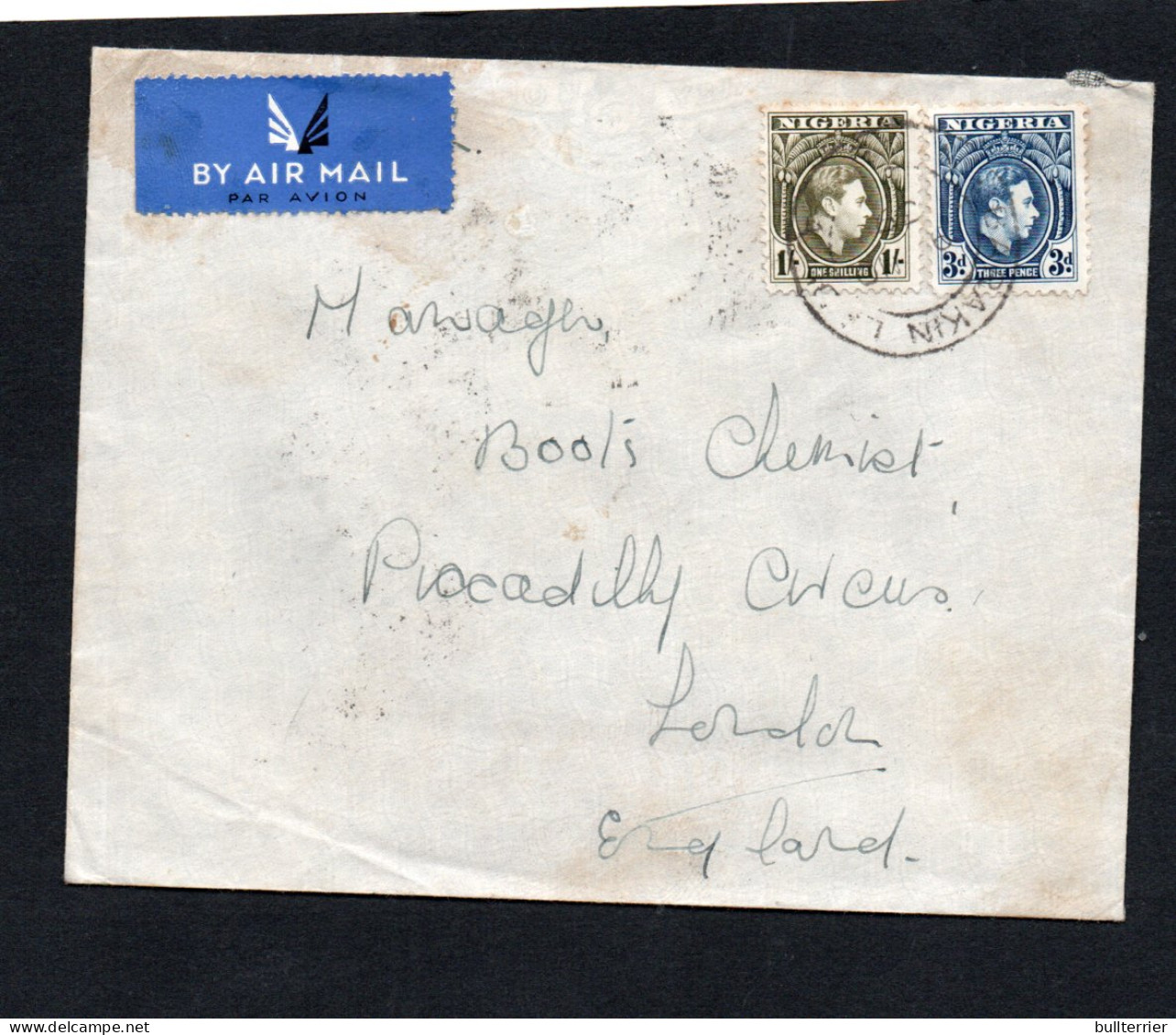 NIGERIA - 1939 - AIRMAIL KANO TO LONDON  WITH BACKSTAMPS - Nigeria (...-1960)