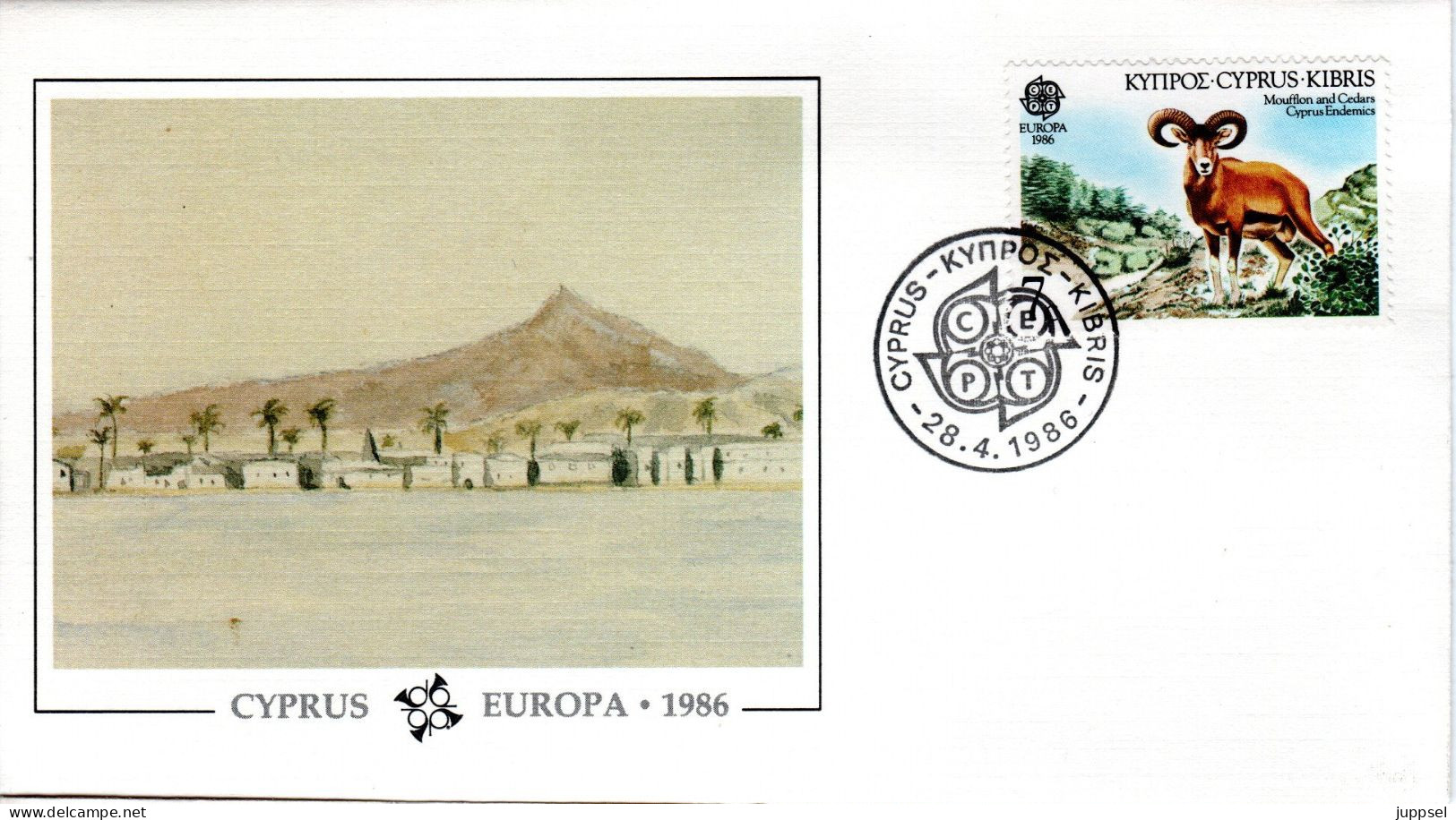 CYPRUS FDC, Moufflon   /   CHYPRE  Lettre De Première Jour,  1986 - Animalez De Caza