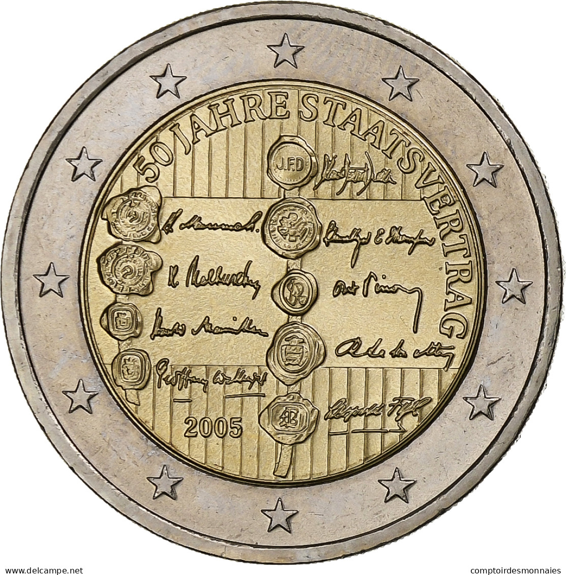 Autriche, 2 Euro, 50th Anniversary Of The State Treaty, 2005, Vienna, SPL - Oesterreich