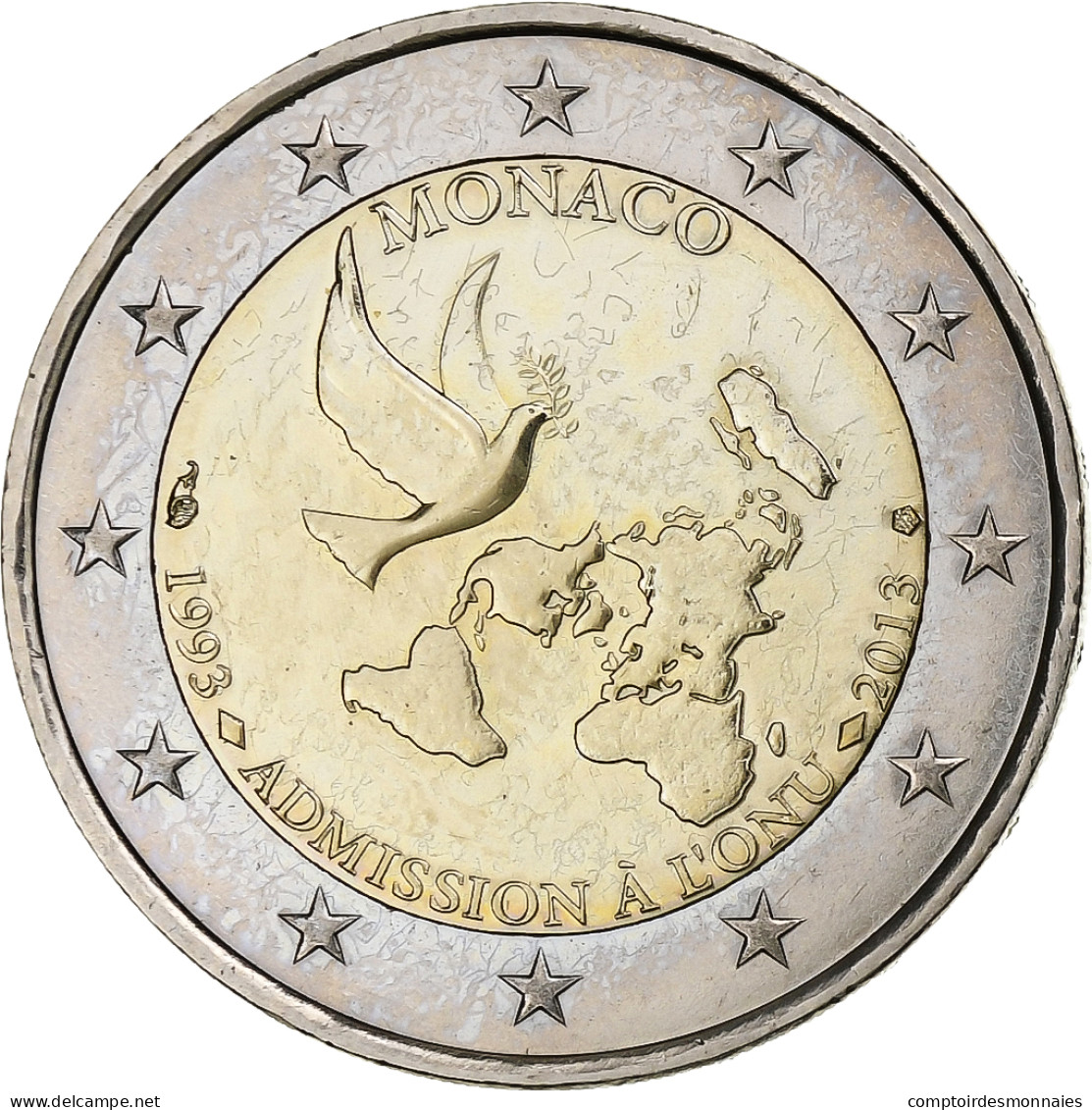 Monaco, 2 Euro, Admission à L'ONU, 2013, SPL, Bimétallique, Gadoury:MC 205 - Monaco