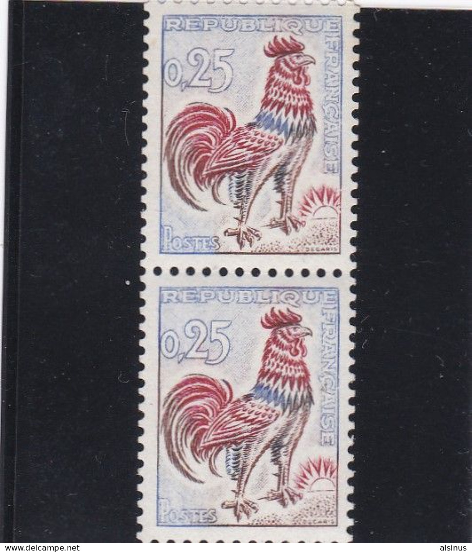 FRANCE - 1962/65 - TYPE COQ DE DECARIS - N° 1331c - OUTREMER CARMIN & BRUN - NEUF - N° VERT AU VERSO - 1903-60 Säerin, Untergrund Schraffiert