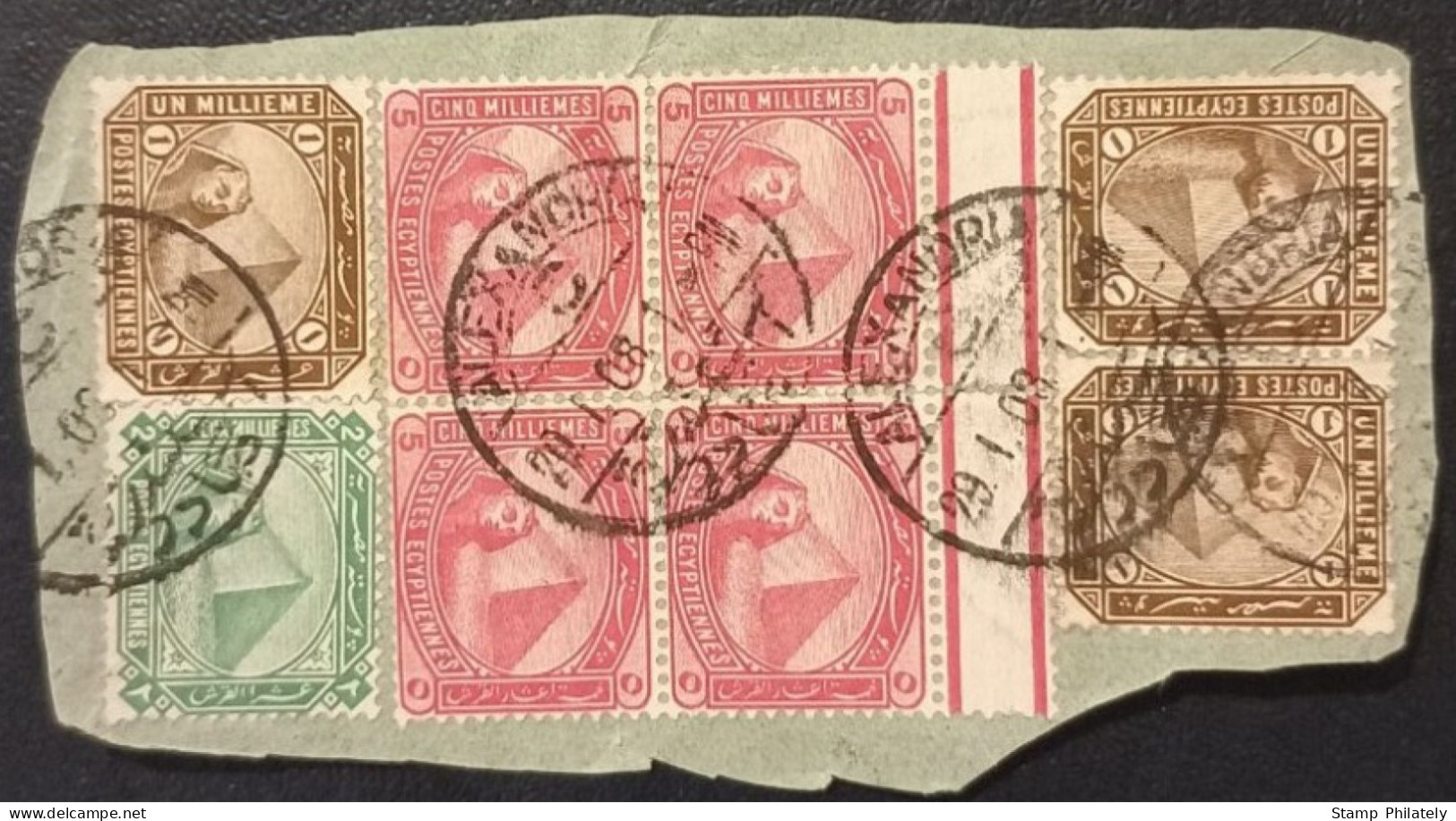 Egypt Postal History Used Postmark Classic Stamps On Paper Alexandria Cancel - 1866-1914 Khédivat D'Égypte