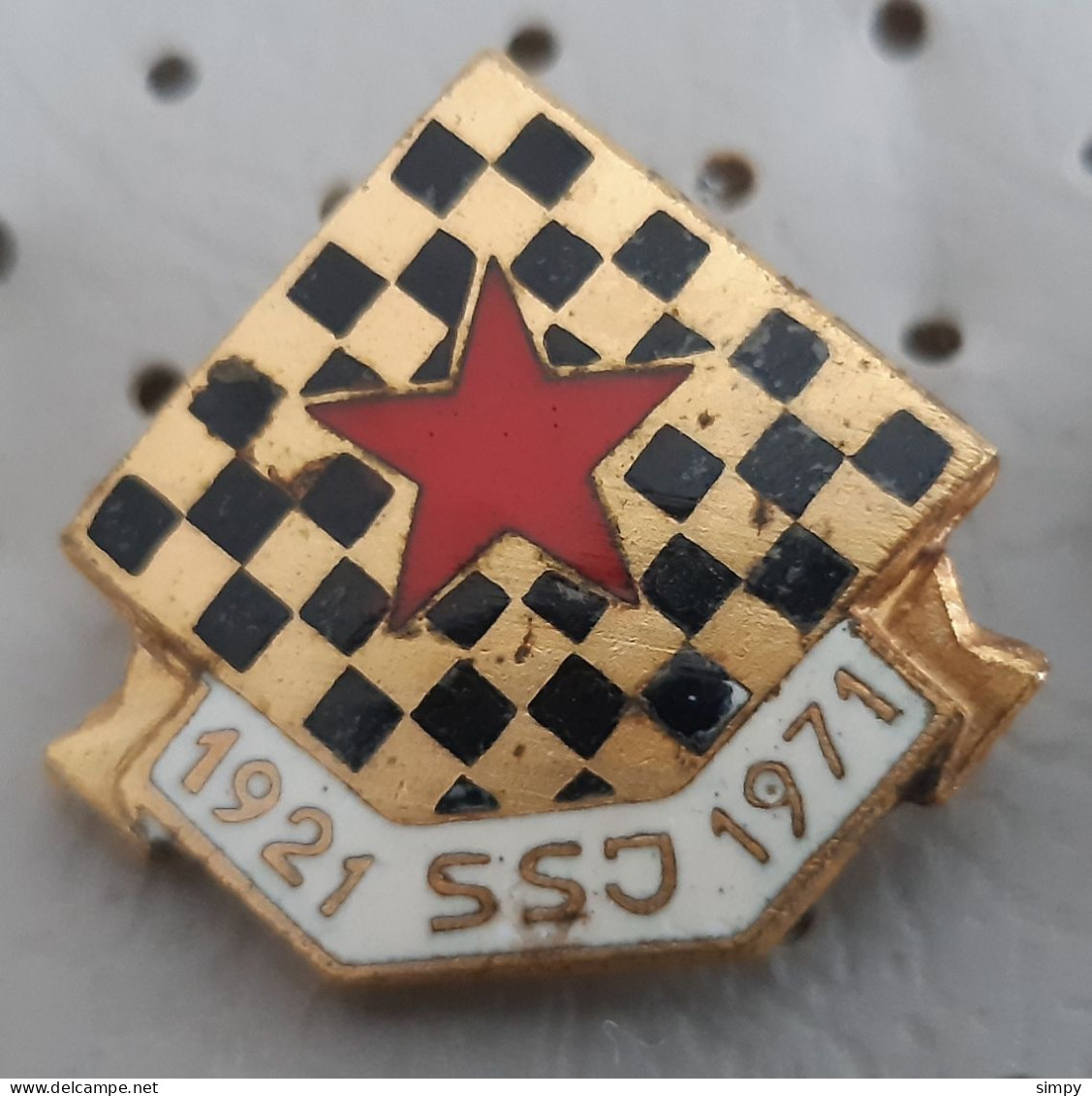 Chess Federation Of Yugoslavia SSJ  1921/1971 Vintage Pin Bertoni Milano - Altri & Non Classificati