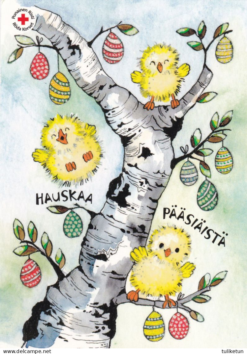 Postal Stationery - Chicks On The Tree - Easter Eggs - Red Cross - Suomi Finland - Postage Paid - Postal Stationery